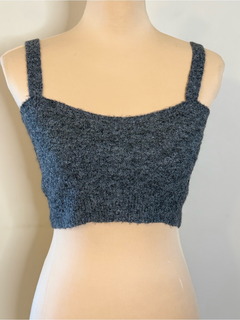 Zara charcoal gray cropped soft sweater tank SZ M